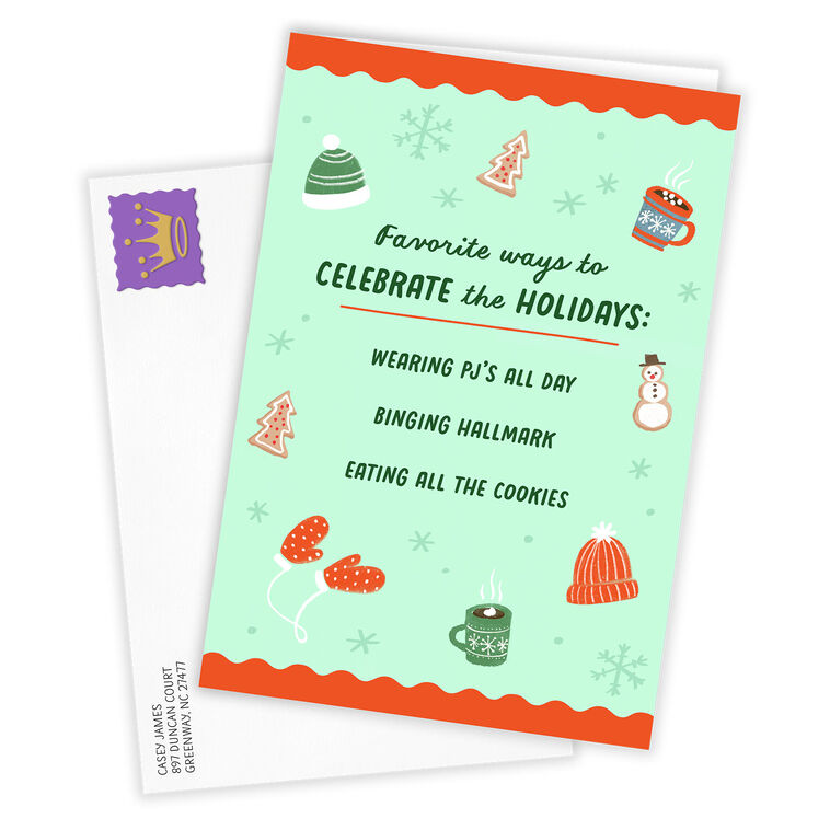 Holiday Favorites List Personalized Holiday Card Card  front with Envelope  image number 2