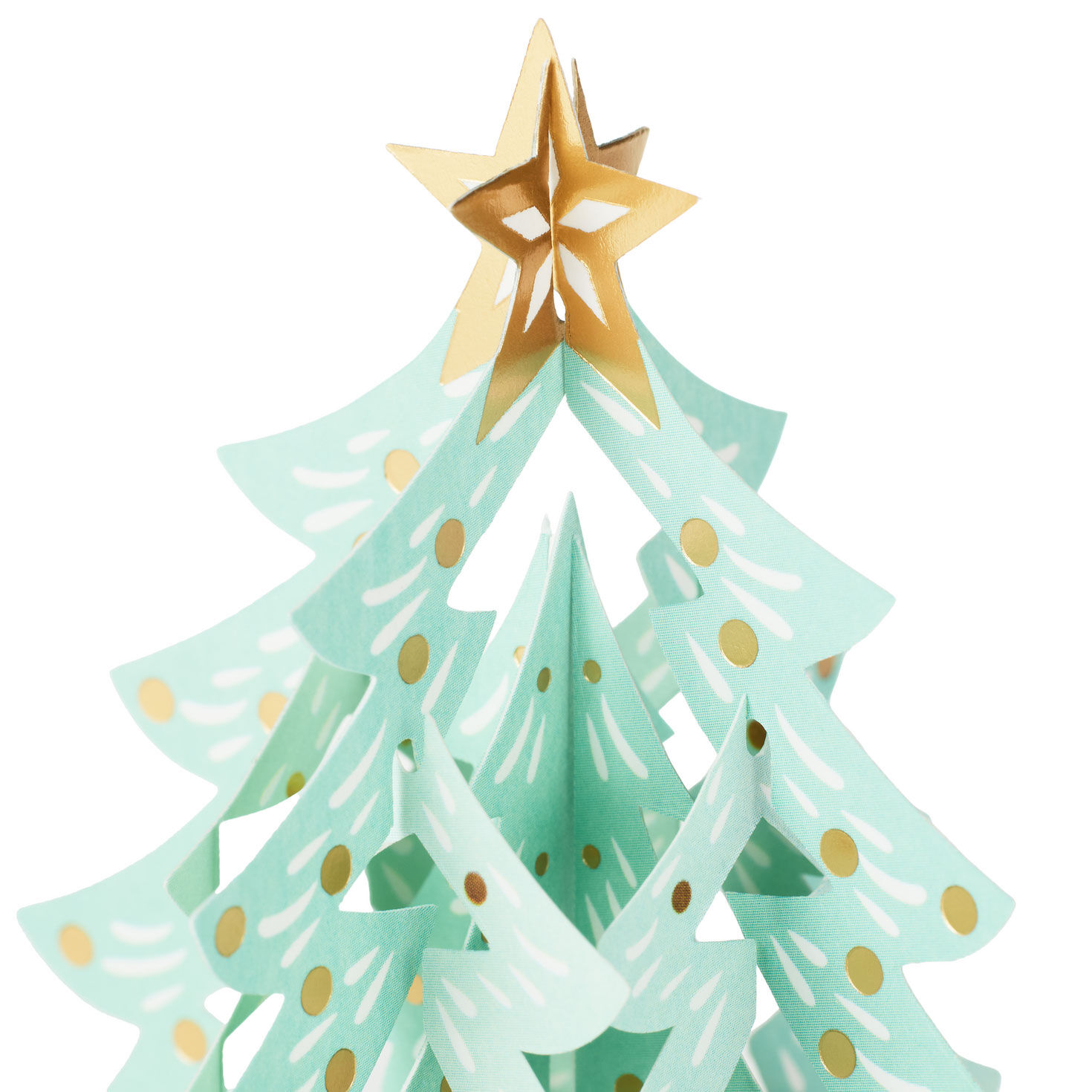 Pop-up Green and Gold Christmas Tree Card Pop-up Card Detail image number 7