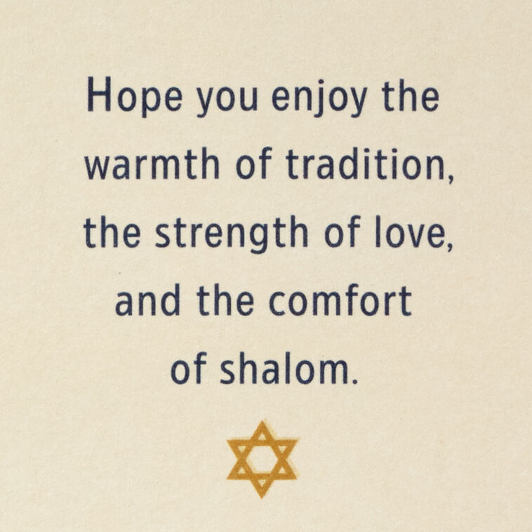 Blue and Gold Menorah and Dove Happy Hanukkah Card  image number 2