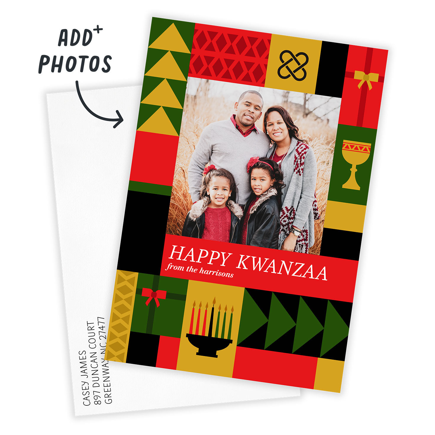 Bright and Happy Flat Kwanzaa Photo Card, , large image number 2
