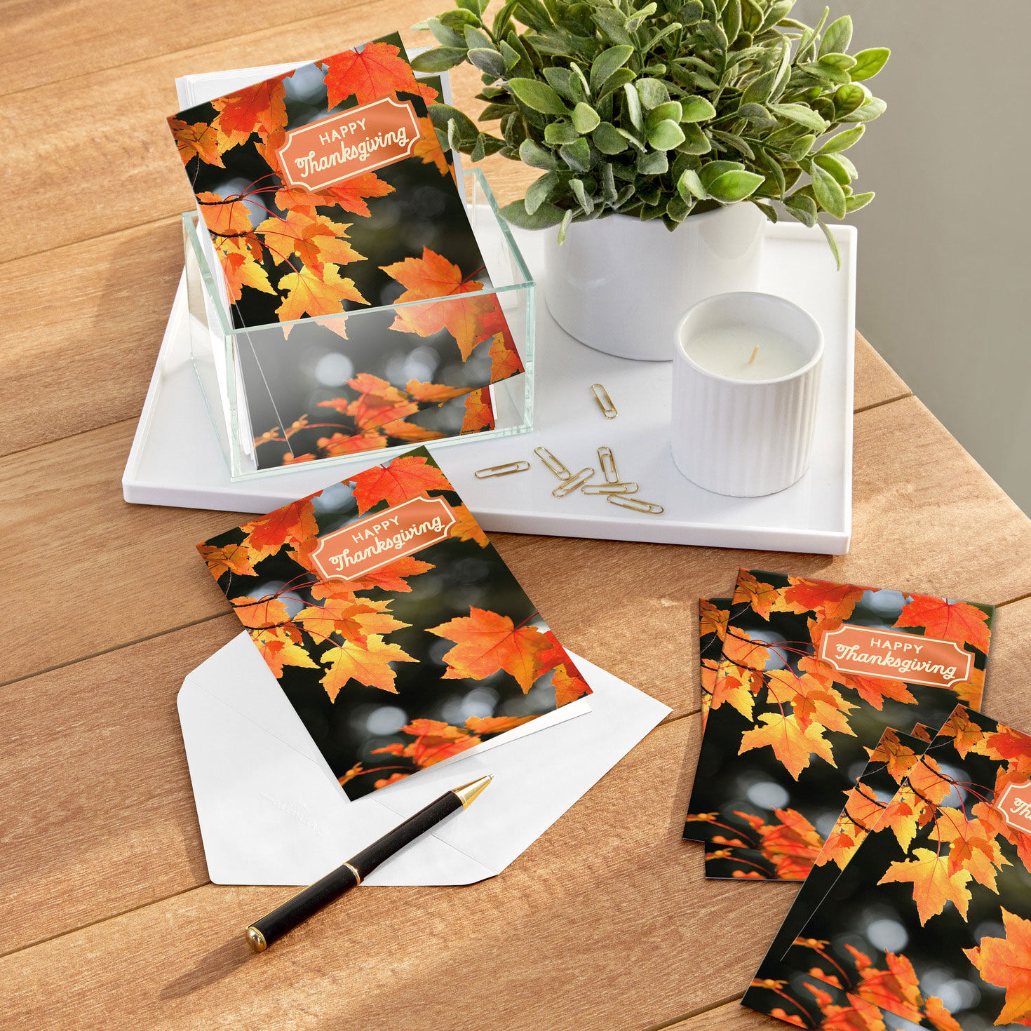 Fall Leaves on Branches Thanksgiving Cards Pack in use image number 6