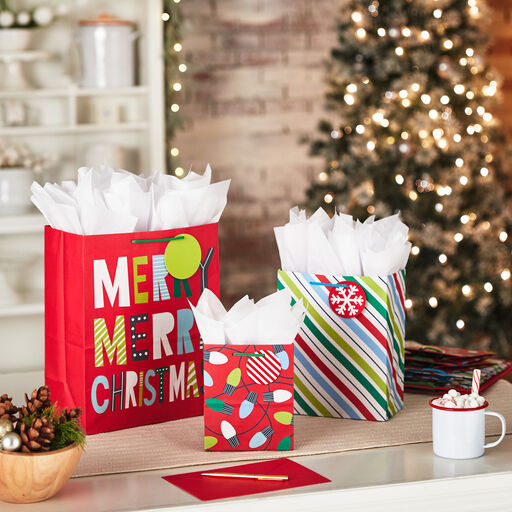 Assorted Festive Fun 8-Pack Small, Medium and Large Christmas Gift Bags, 