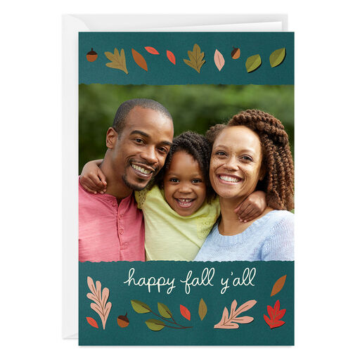 Personalized Fall Leaves Photo Card, 