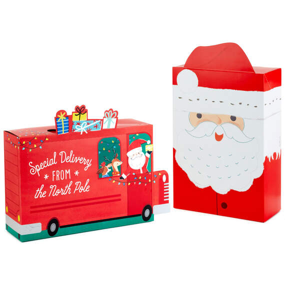 Santa and Delivery Truck 2-Pack Christmas Fun-Zip Gift Boxes