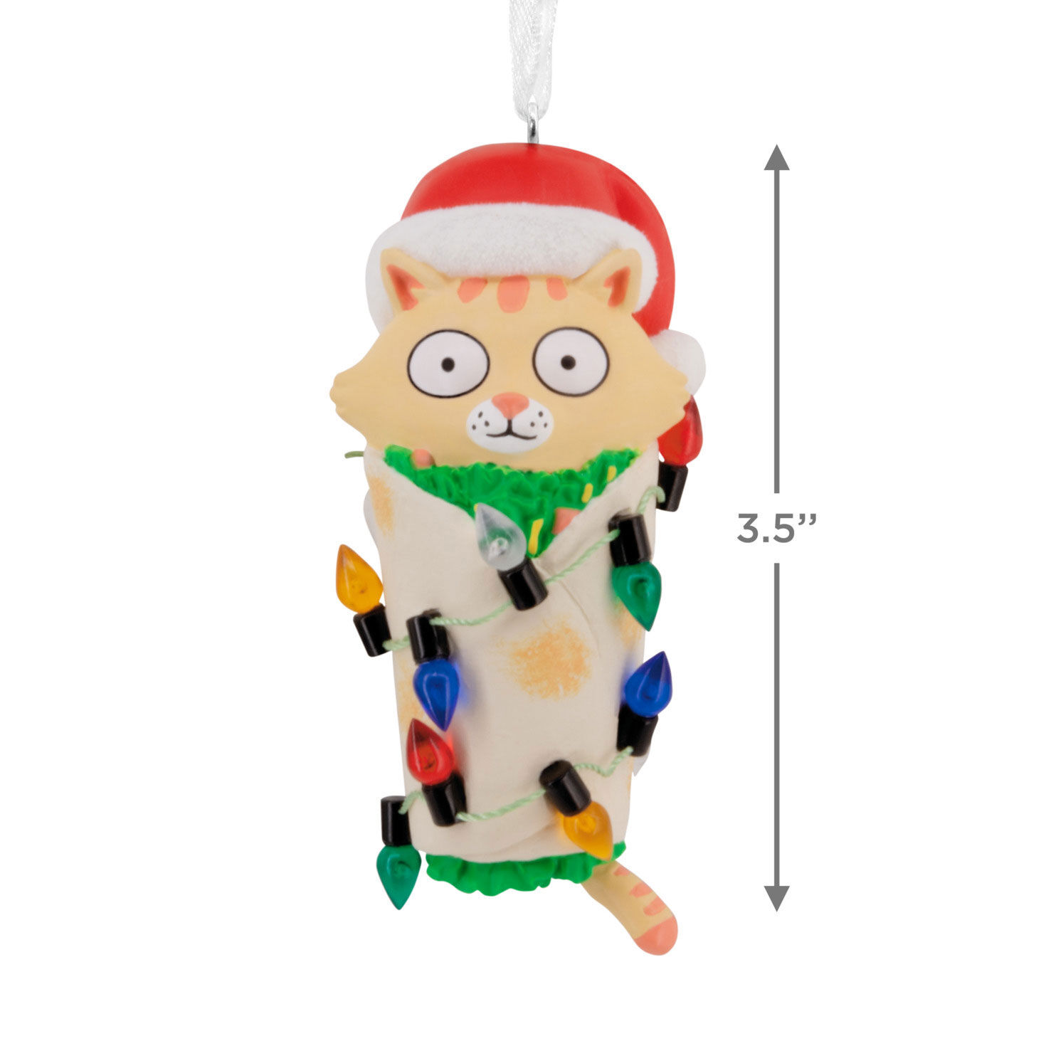 Cat Burrito With Lights Christmas Ornament measurement image number 3