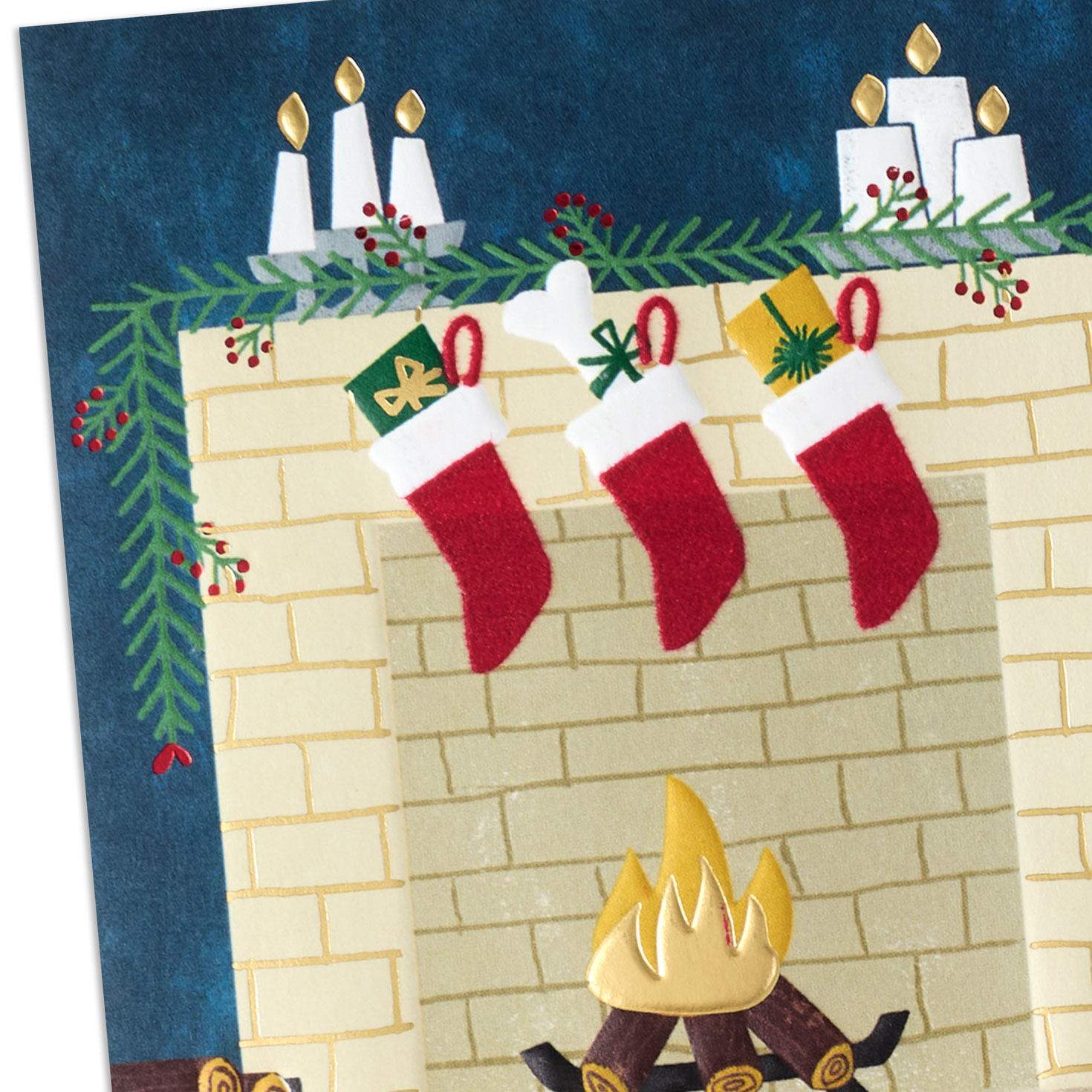 Cozy Stockings and Fireplace Christmas Card Card Front Detail image number 5