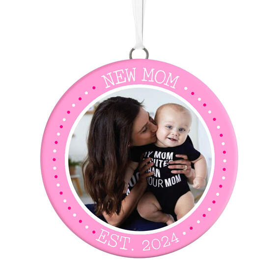 New Mom Personalized Text and Photo Ceramic Ornament