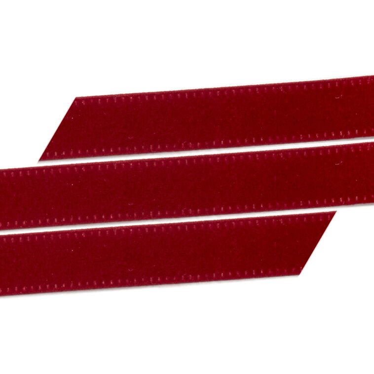 Burgundy Velvet Holiday Ribbon up close detail image number 4