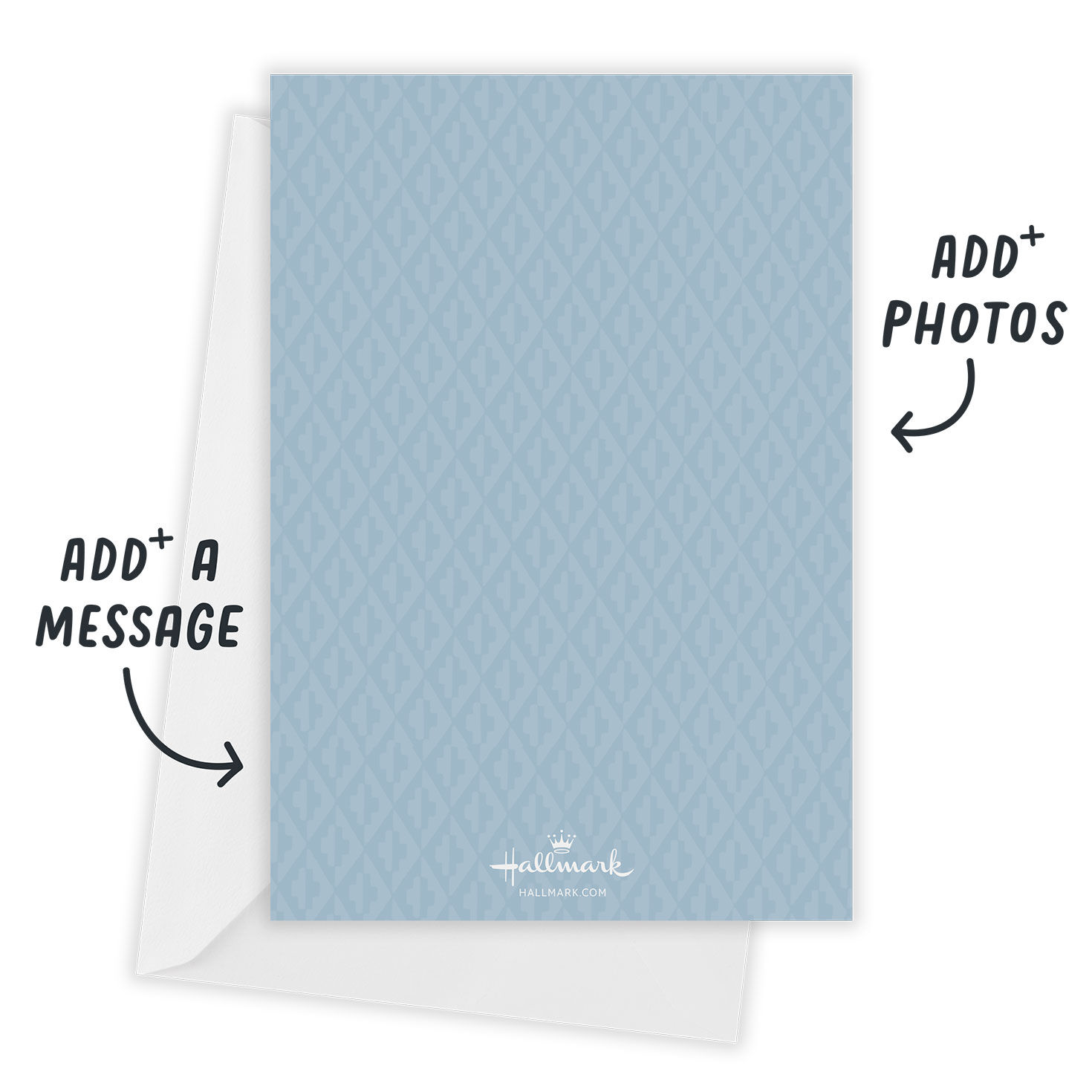 Blue Gold Photo Border Personalized Christmas Card Open Card with Envelope indicating personalization image number 3