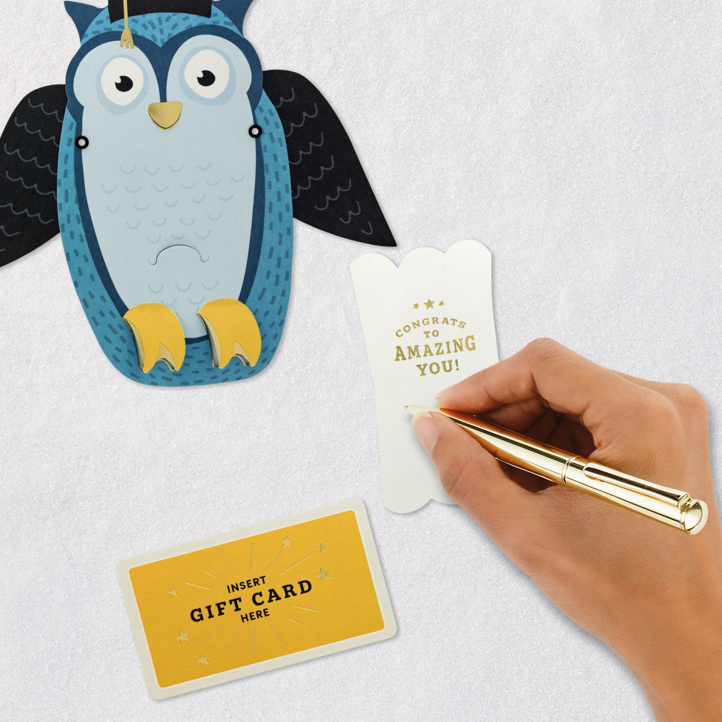 Die-Cut Owl Grad and Scroll Money Holder Grad Card Signing card image number 6