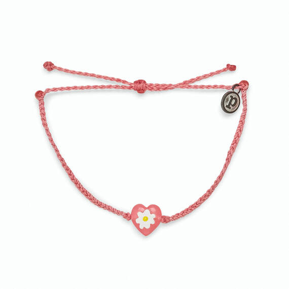 Pura Vida Pink Daisy Heart Charm Bracelet