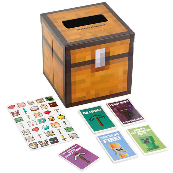 Minecraft Kids Classroom Valentines Set With Cards, Stickers and Mailbox, , large image number 1