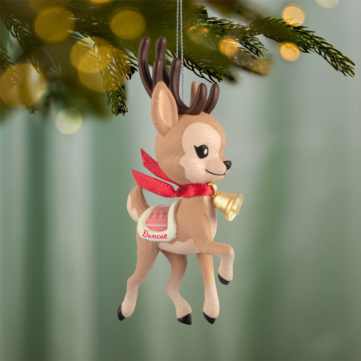 Dancer Reindeer Keepsake Ornament hanging on tree image number 2
