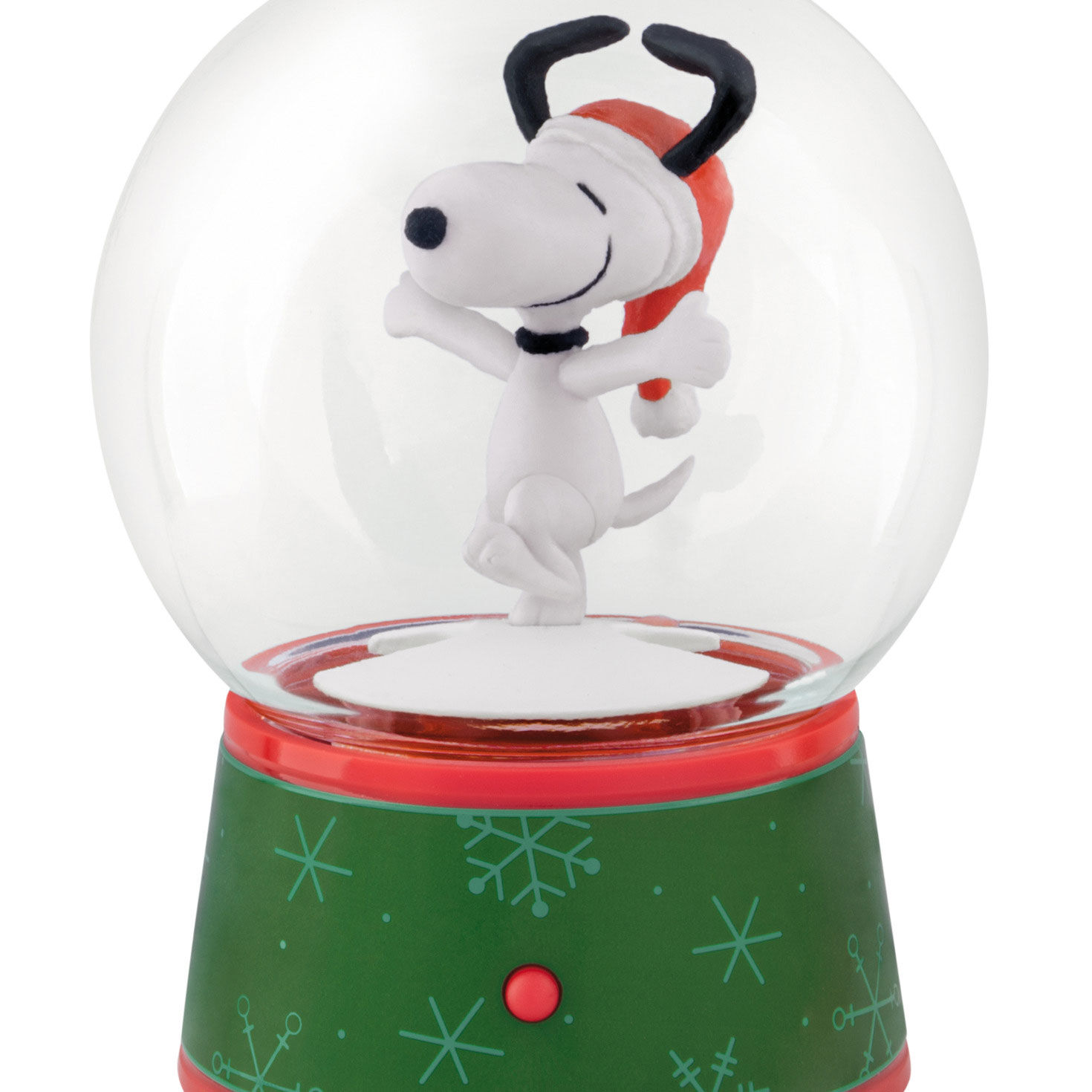 Snoopy Snow Globe Christmas Ornament upclose view image number 5