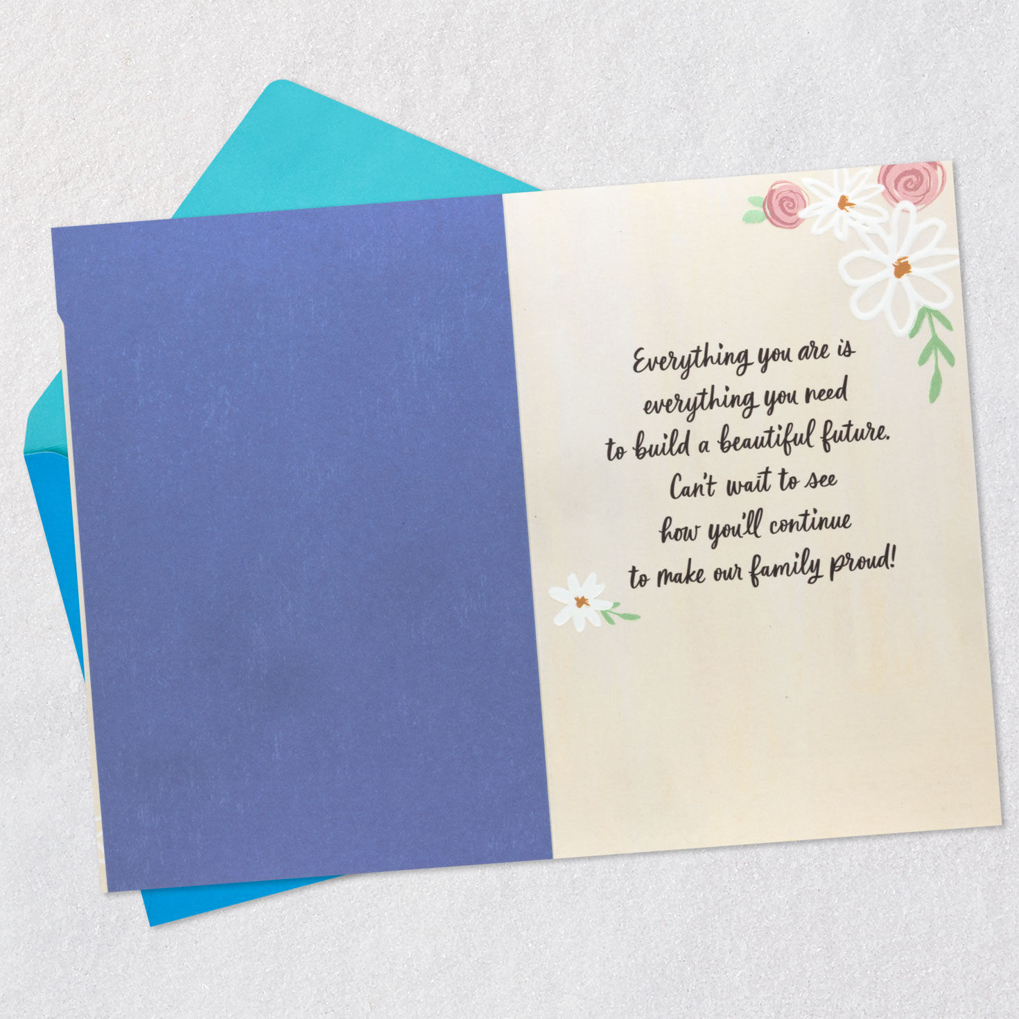 Girl Grad With Flowers Grad Card for Granddaughter Open card with envelope image number 3