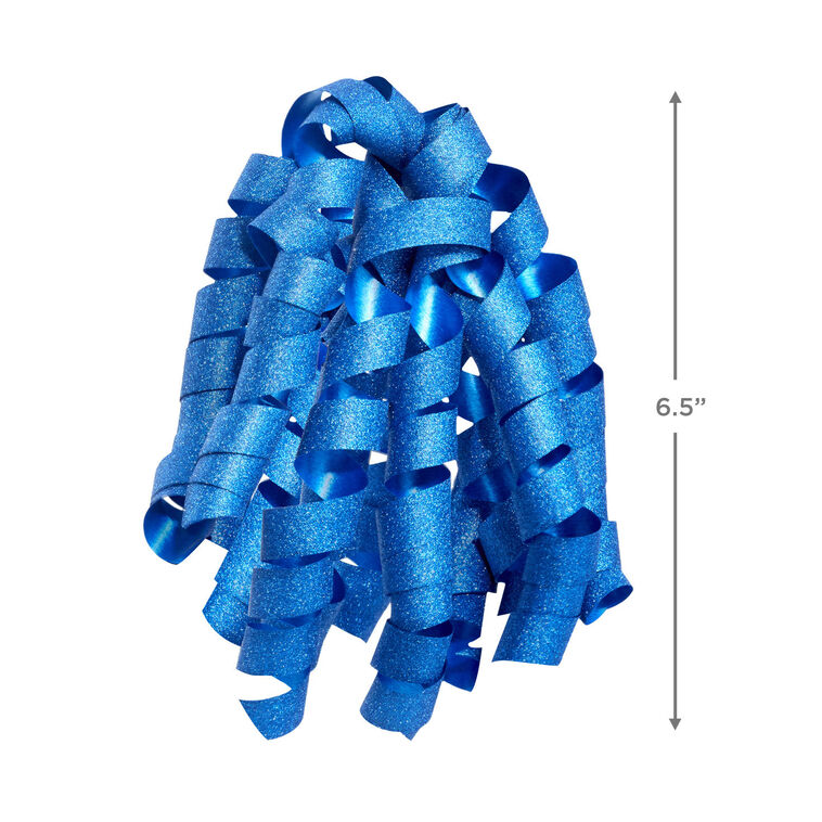 6.5" Sparkling Blue Curly Ribbon Gift Bow, Sparkling Blue, large image number 3