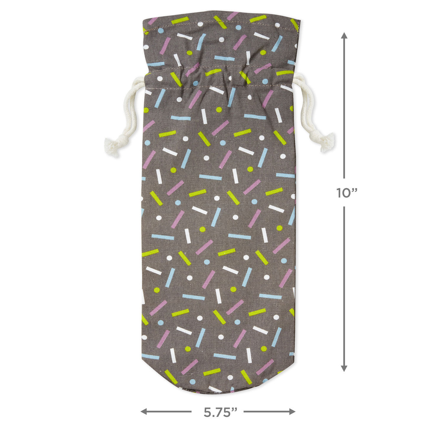 Confetti on Black Fabric Wine Gift Bag measurement image number 3