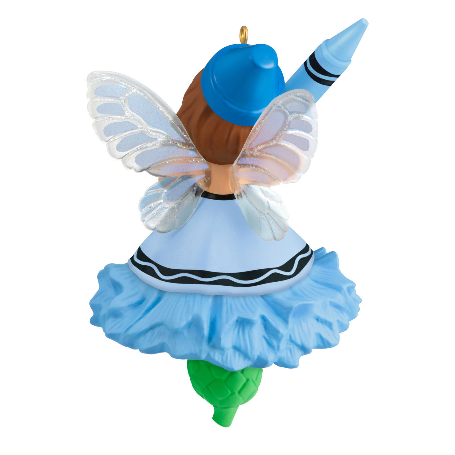 Blue Fairy With Crayon Keepsake Ornament Back image number 6