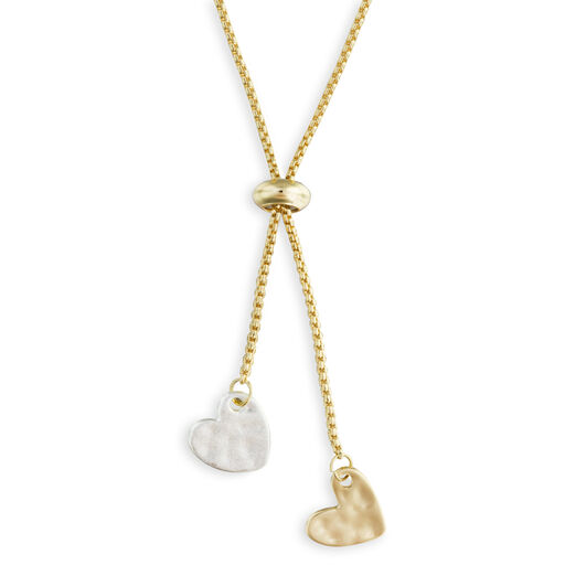 Double Heart Charms Giving Necklace, 35", 