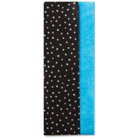 Turquoise and Black With White Dots 2-Pack Tissue Paper, 6 Sheets, , large