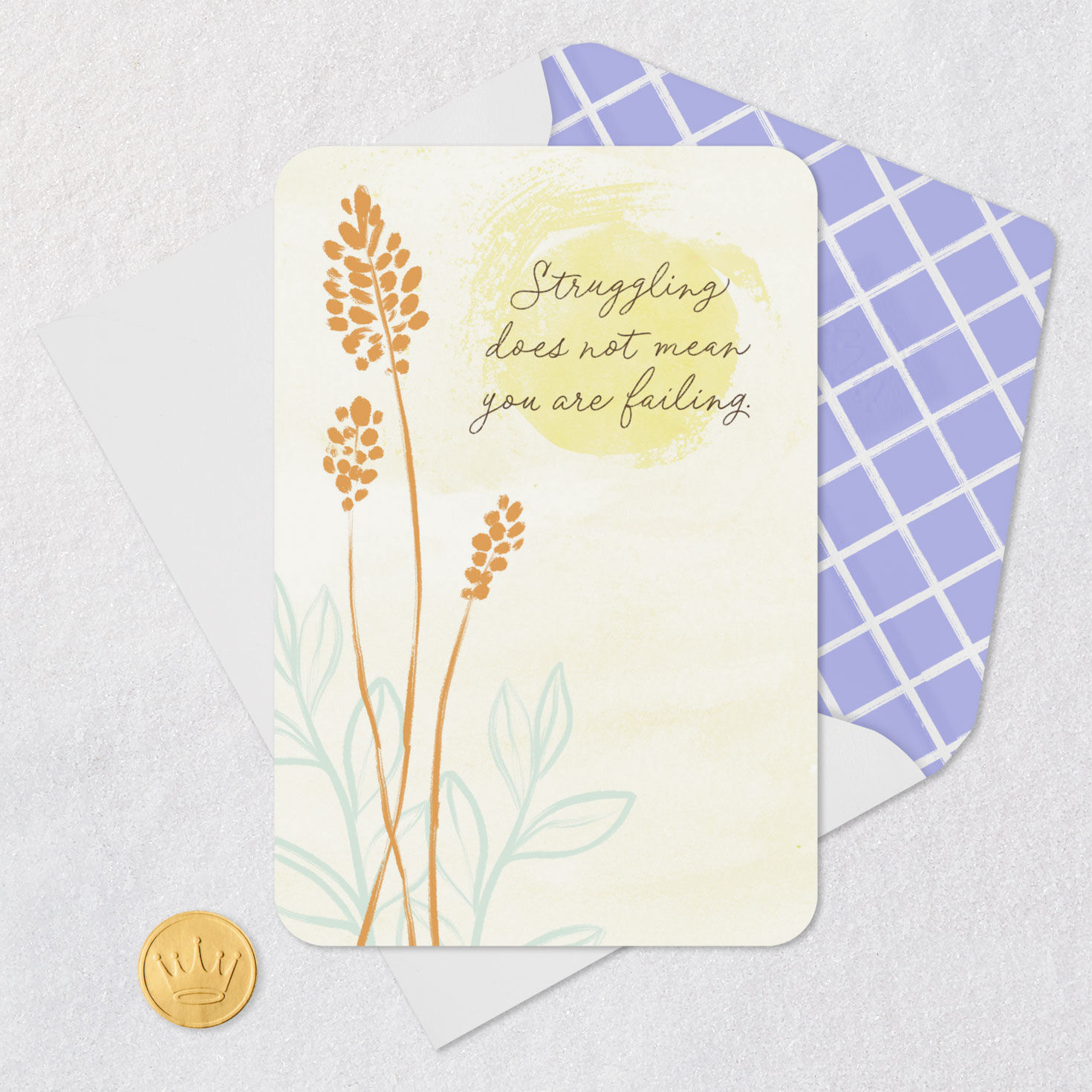 Plants and Sun Encouragement Card Card Front with Envelope and Gold Seal image number 5