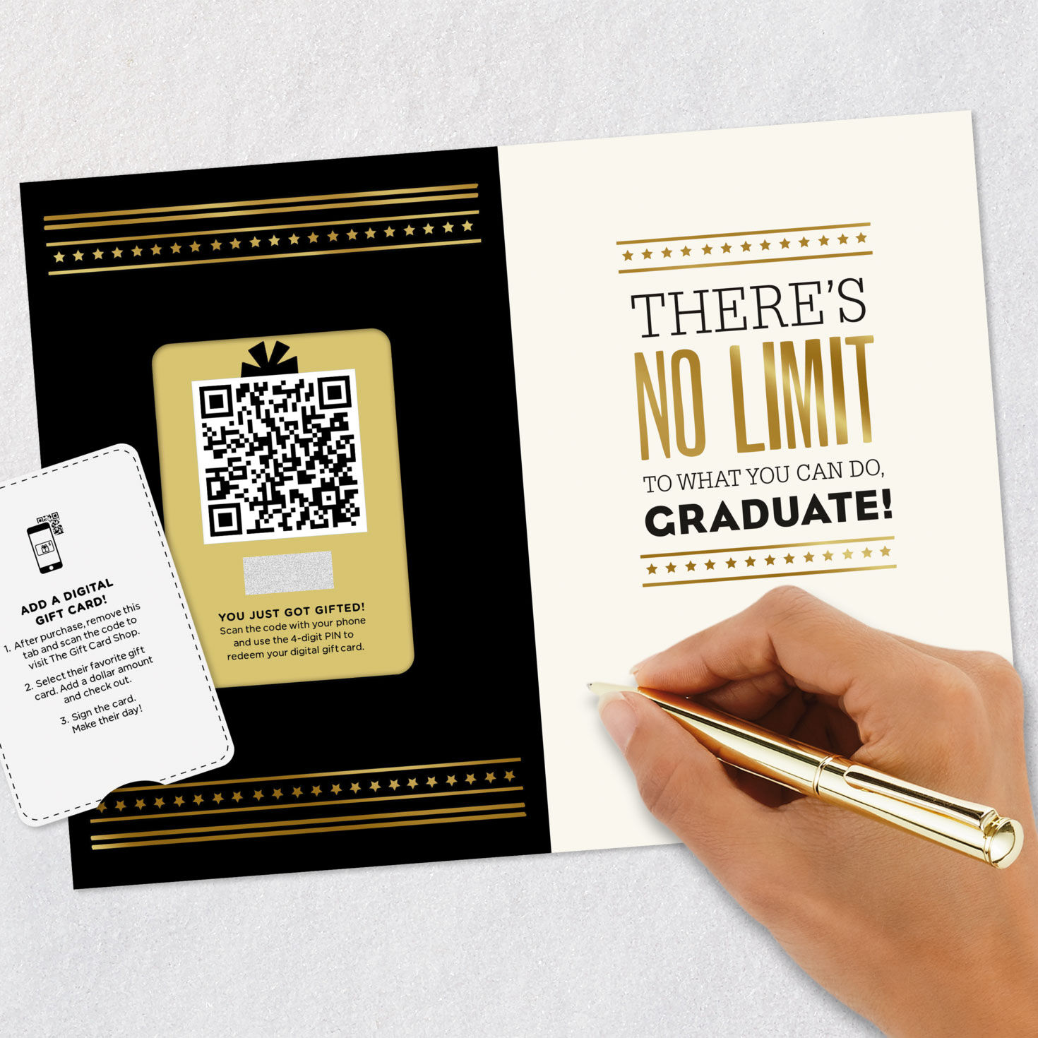 Black and Gold Quote Graduation Gift Card Greeting  image number 9