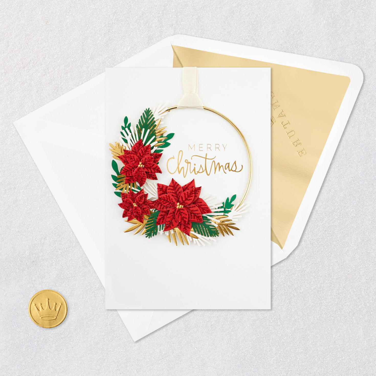 Merry Christmas Card With Floral Hoop Wreath for only USD 10.59 | Hallmark