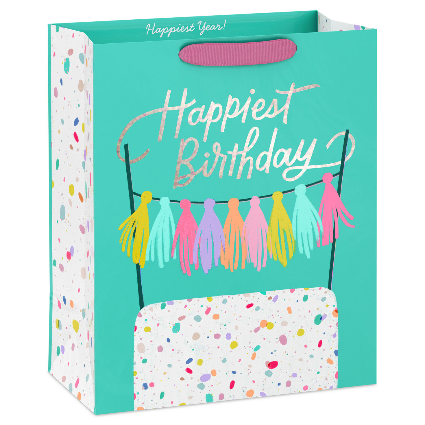 13" Birthday Cake on Aqua Large Gift Bag