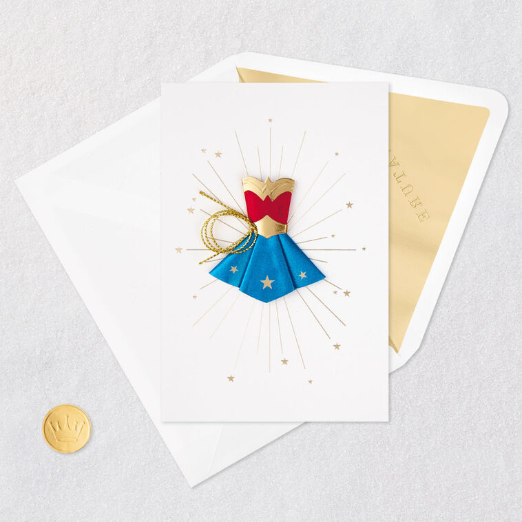 Wonder Woman Costume Birthday Card Card Front with Envelope and Gold Seal image number 5