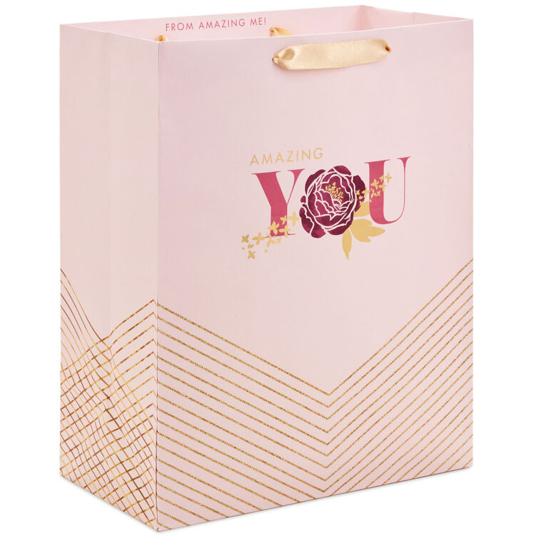 13" Amazing You Pink and Gold Large Gift Bag