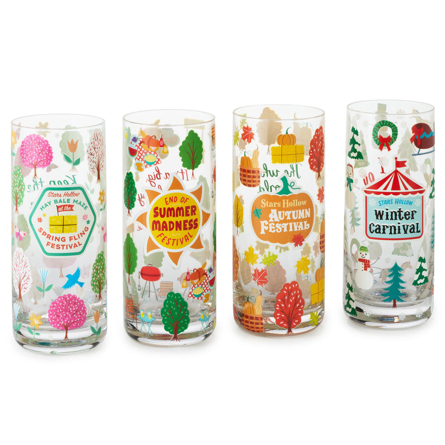 Gilmore Girls Seasons of Stars Hollow Drinking Glasses, Set of 4