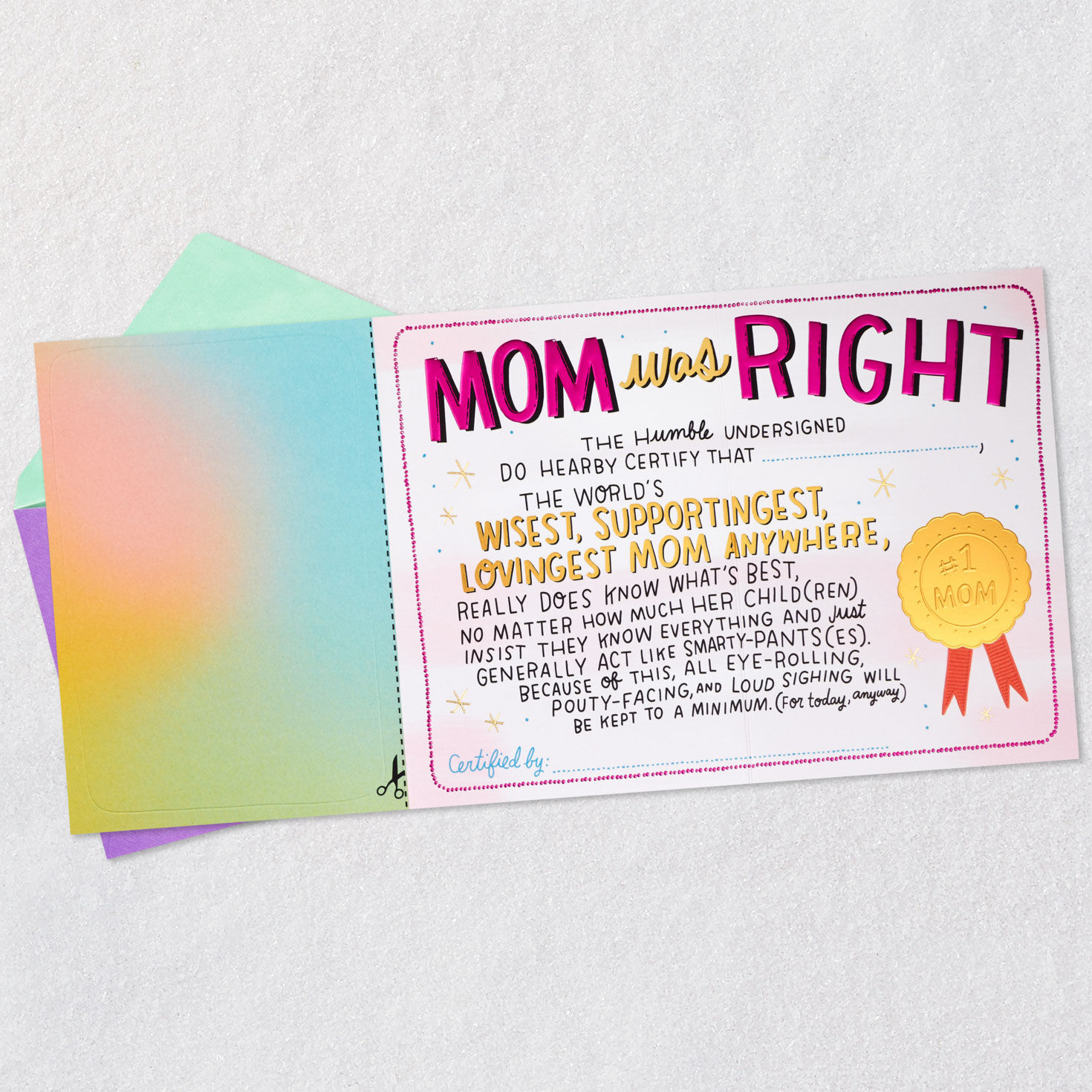 Achievement Certificate Birthday Card for Mom Open card with envelope image number 4