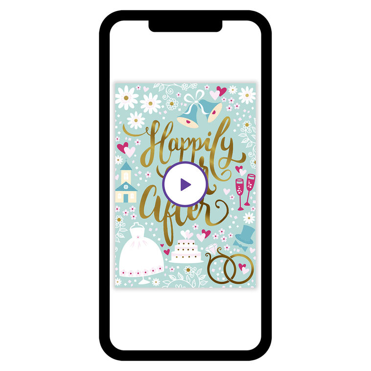 Happily Ever After Symbols Personalized Wedding Card phone with card front image number 1
