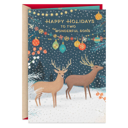 Here's to Two Wonderful Sons Holiday Card for Son and Partner, 