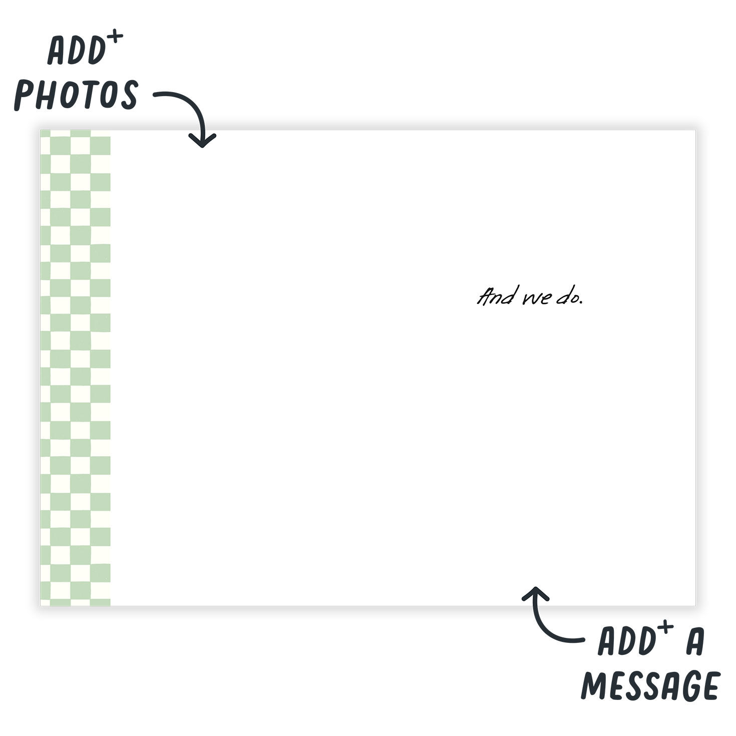 Personalized Green Checkerboard Collage Photo Card  image number 3