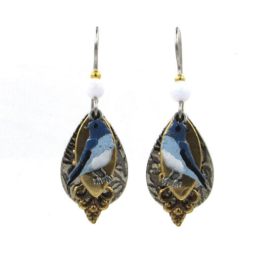 Bluebird Layered Metal Drop Earrings, 