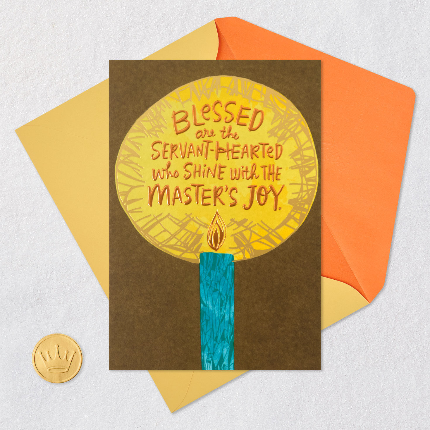 Lit Candle Religious Pastor Appreciation Card Card Front with Envelope and Gold Seal image number 7