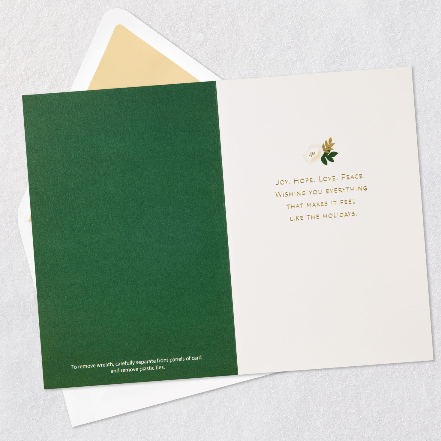 White Floral Wreath Christmas Card Open card with envelope image number 3