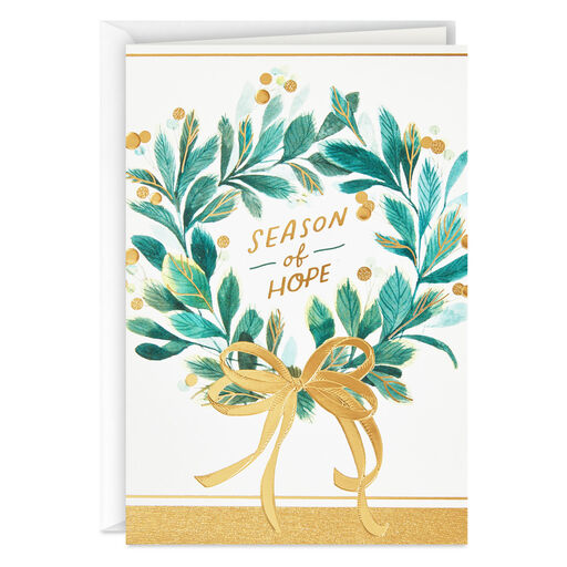 Wreath With Gold Berries Boxed Christmas Cards, Pack of 16, 