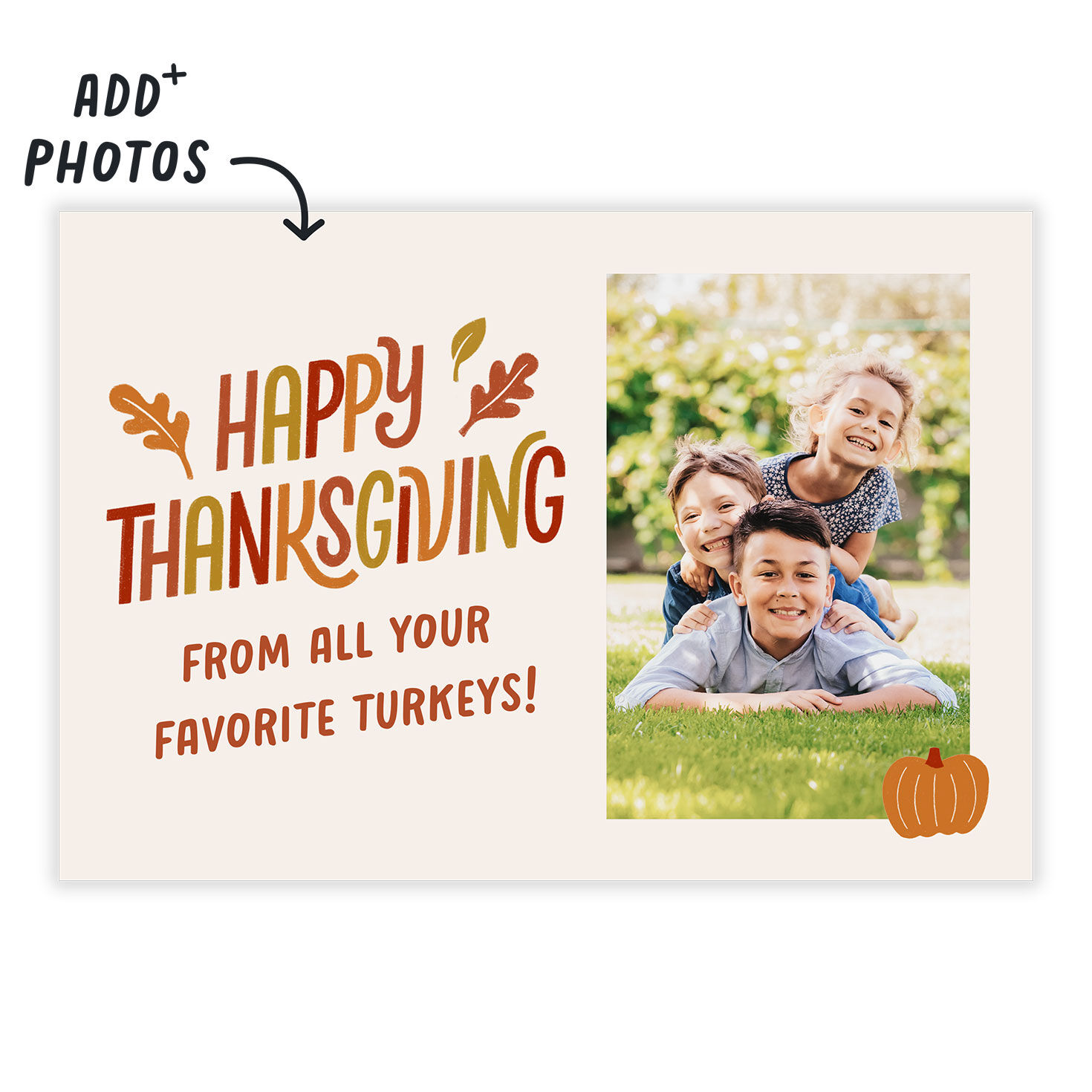 Fall Lettering Personalized Thanksgiving Photo Card Card Front indicating personalization image number 2
