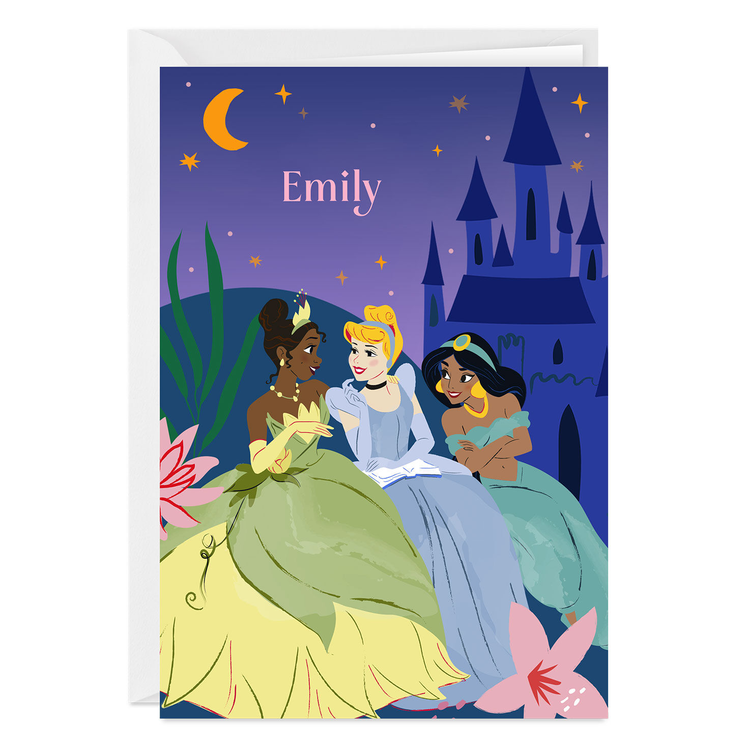 Disney Princess Tiana, Cinderella and Jasmine Custom Card
