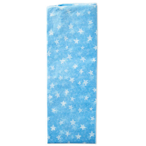 White Stars on Blue Tissue Paper, 4 sheets, , large
