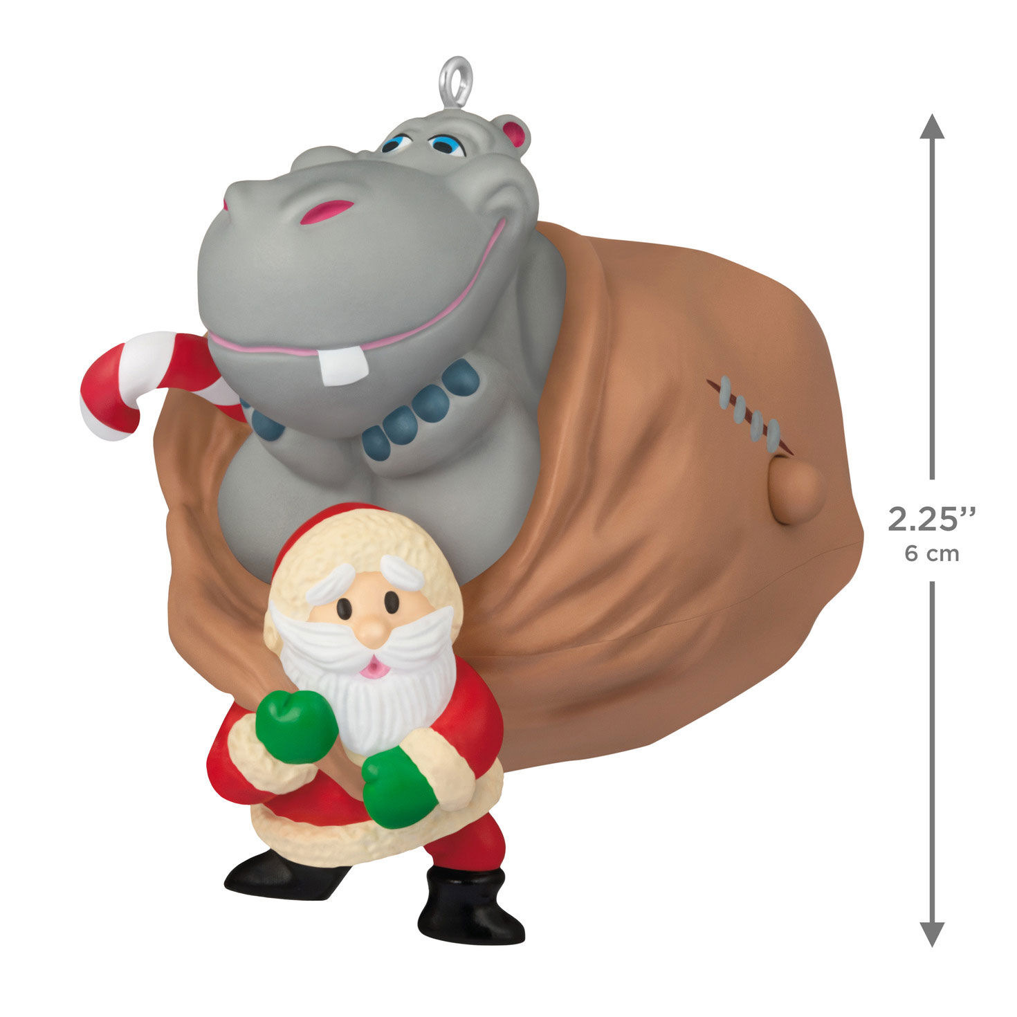 Hippo in Santa's Sack Keepsake Ornament measurement image number 3