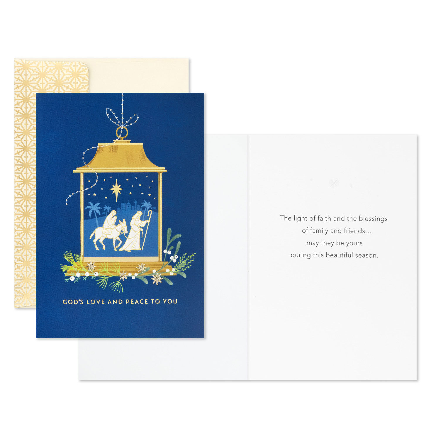 Nativity Lantern Boxed Christmas Cards Card Front with Sentiment image number 3