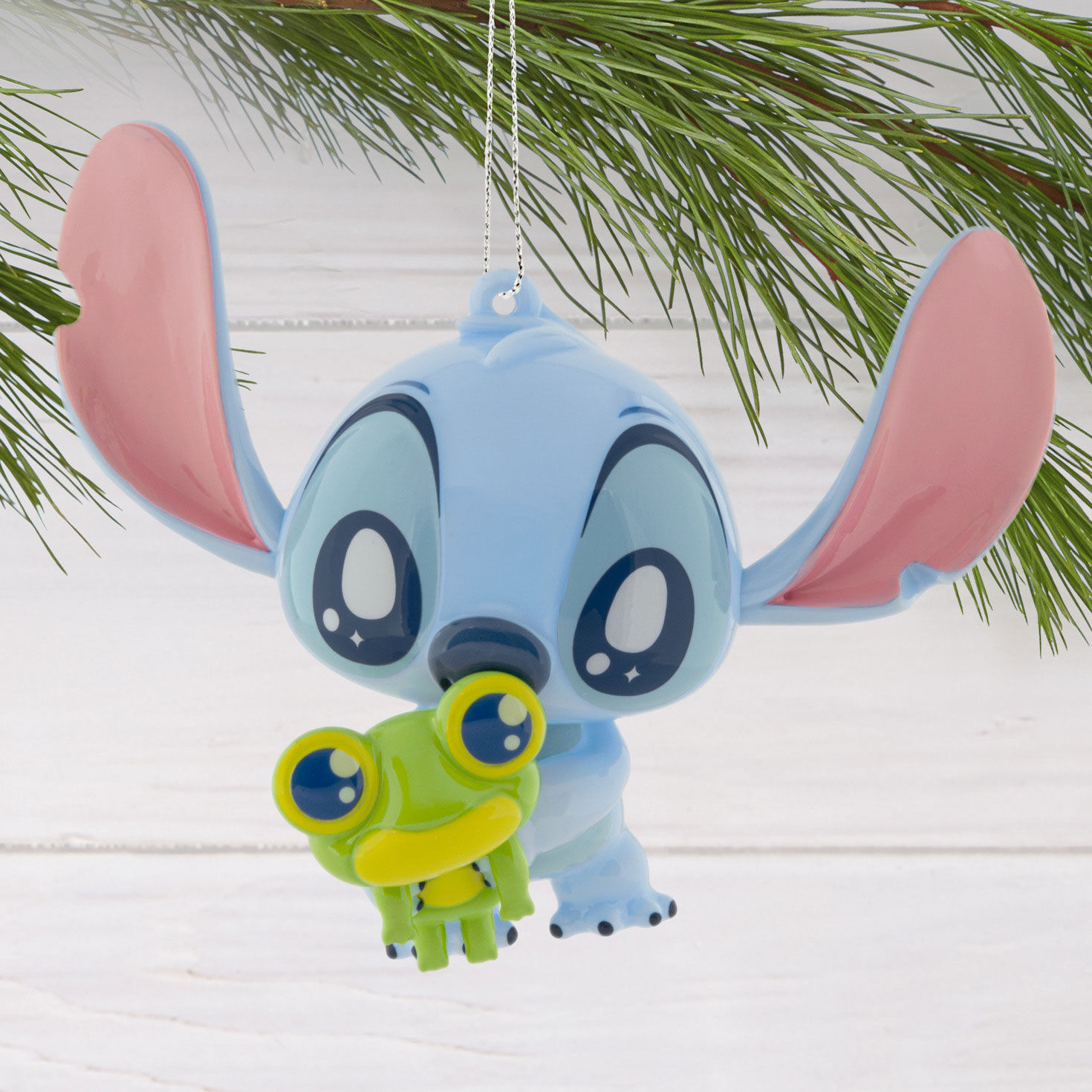 Disney Stitch With Frog Christmas Ornament hanging on tree image number 2