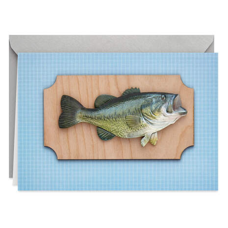 Mounted Bass on Plaque Funny Father's Day Card, , large