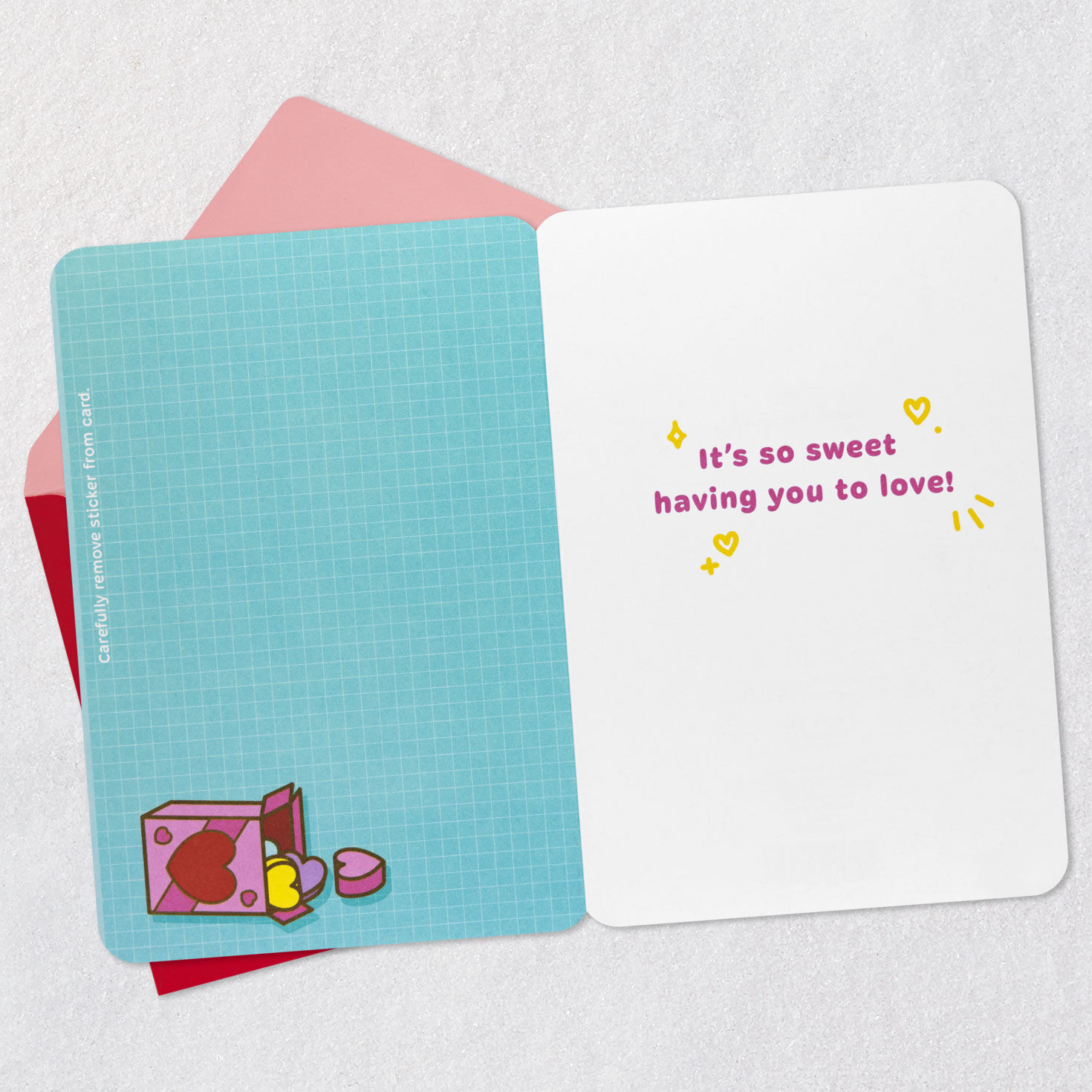 Loved Heart Kids Valentine's Day Card With Sticker Open card with envelope image number 3