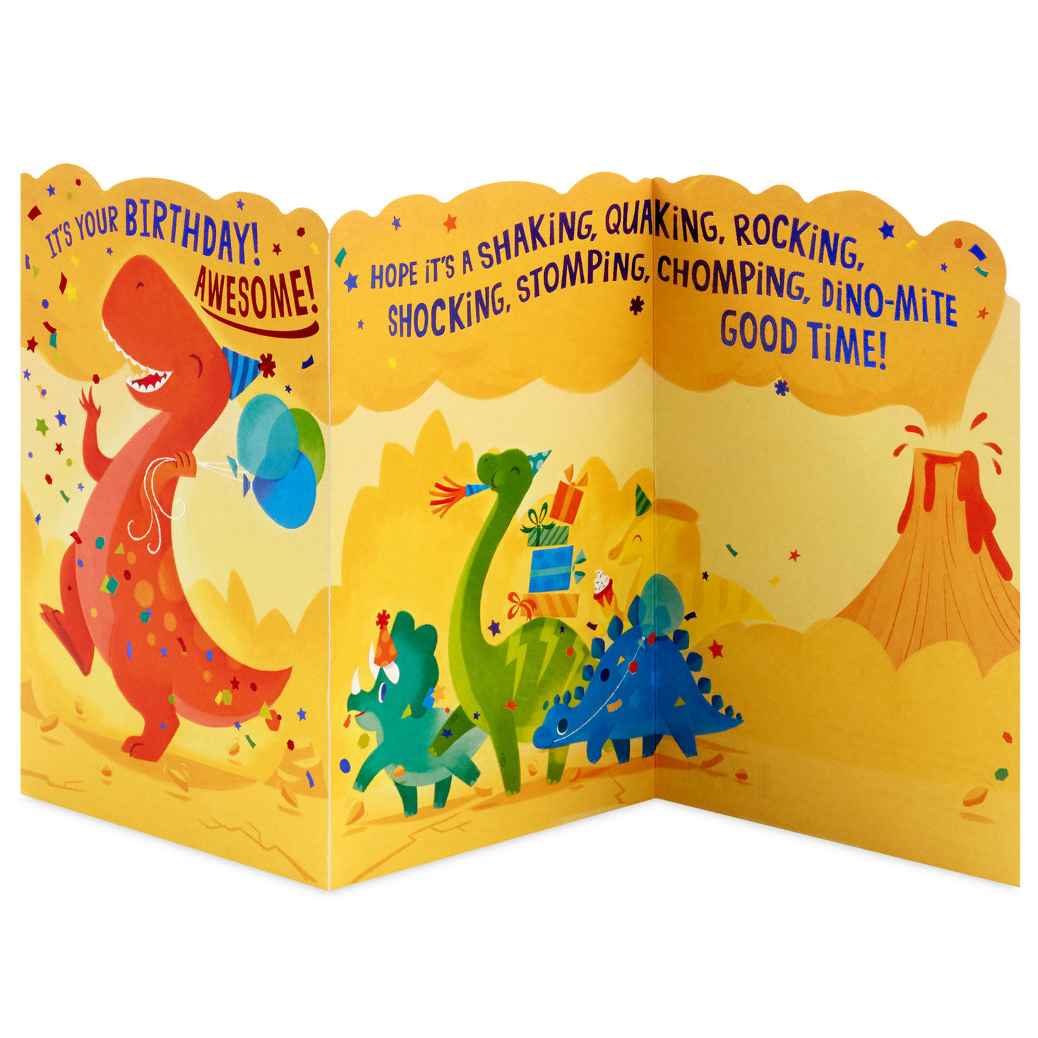 Dinosaur Party Kids Birthday Card popped open image number 2