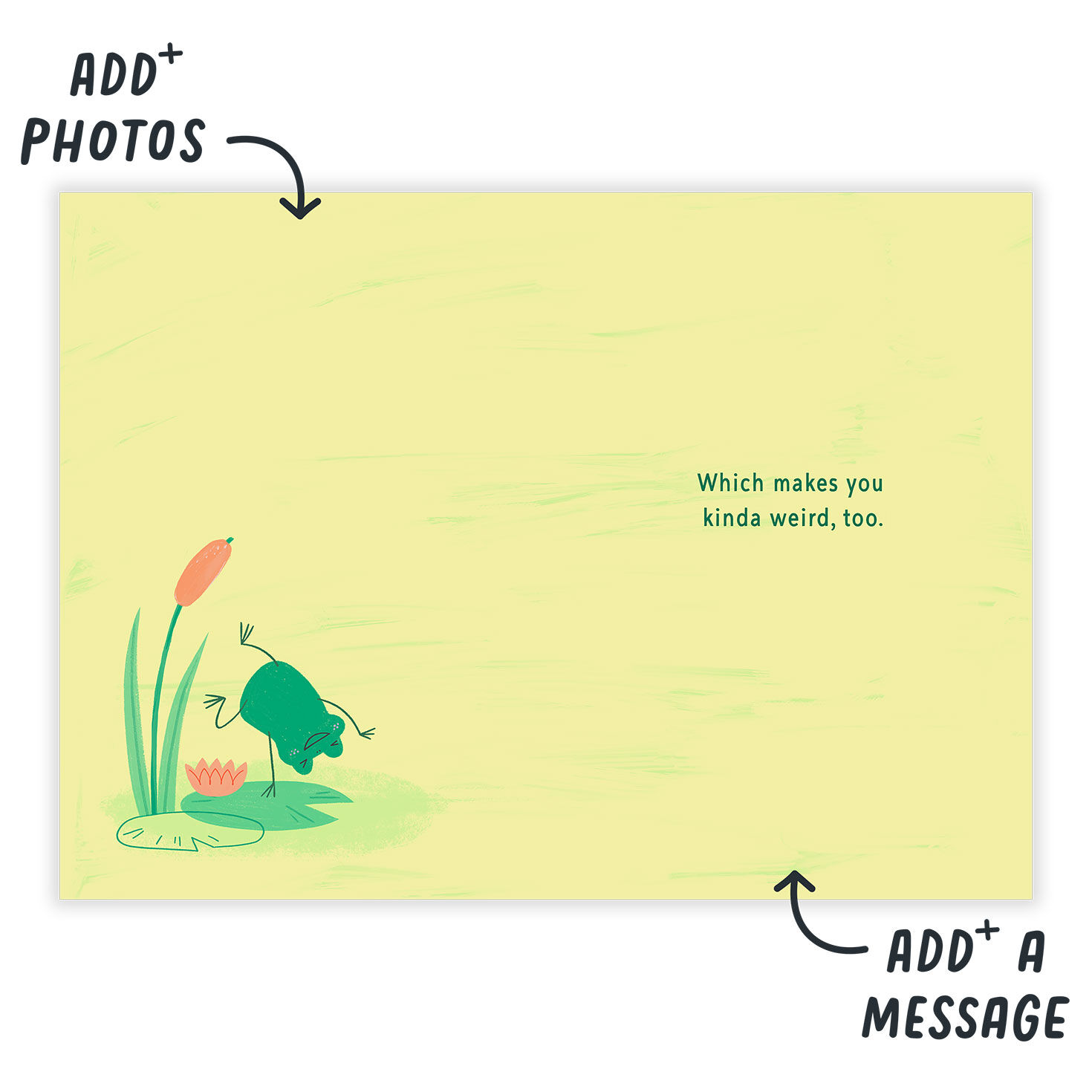 Two Frogs Mushroom and Cattails Personalized Card  image number 3