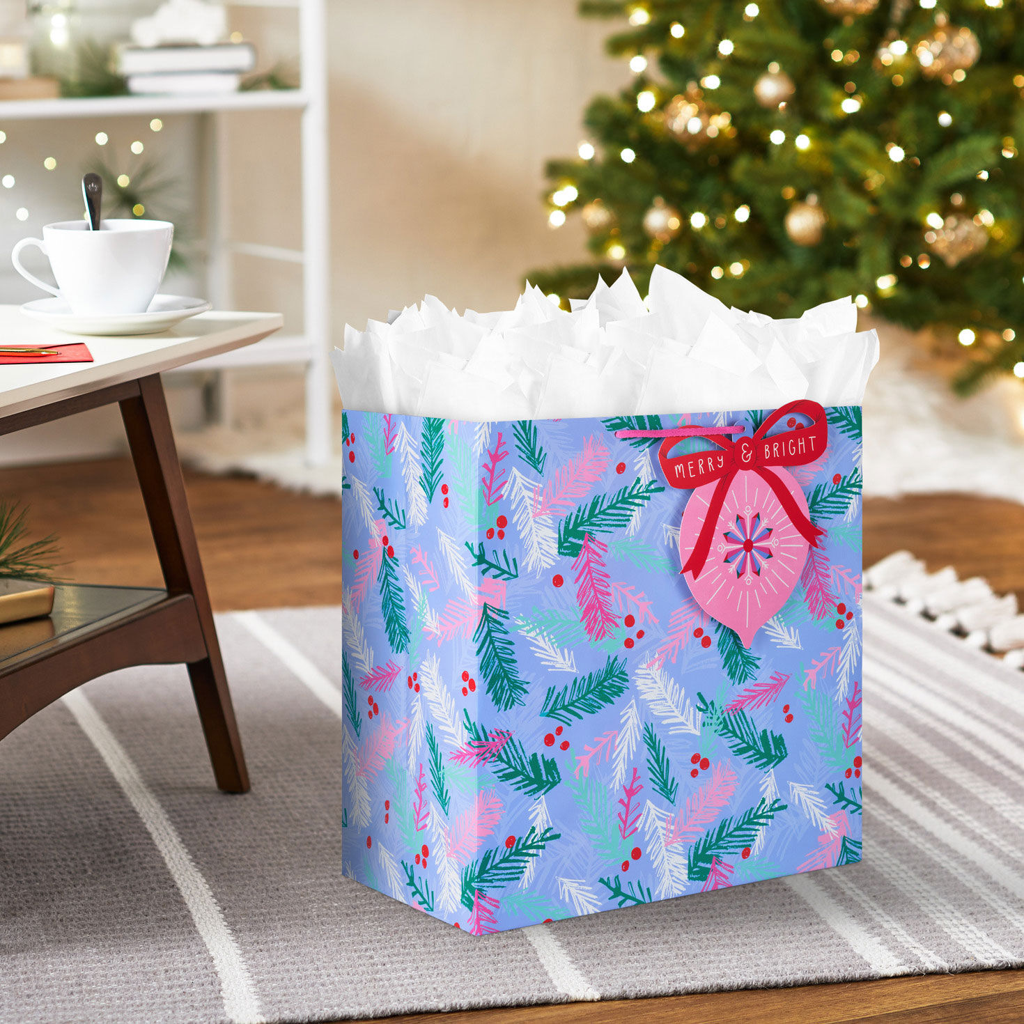 15" Berries and Branches on Purple Extra-Deep Christmas Gift Bag for only USD 5.49 | Hallmark